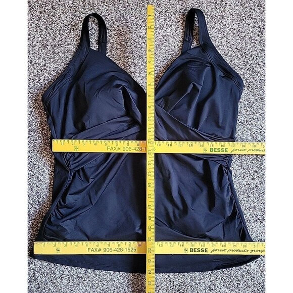 Lands' End Swim Top Black 18 DD Wrap Front Tankini (XL) Solid Underwire S912 - Picture 2 of 7
